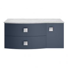 Hudson Reed Sarenna LH Wall Hung Vanity Unit with Grey Marble Top 1000mm Wide - Mineral Blue