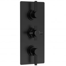 Hudson Reed Tec Pura Concealed Shower Valve with Diverter Triple Handle - Matt Black