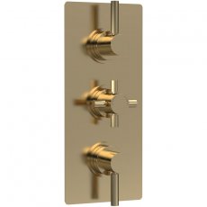 Hudson Reed Tec Pura Concealed Shower Valve with Diverter Triple Handle - Brushed Brass