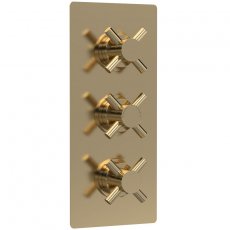 Hudson Reed Tec Crosshead Concealed Shower Valve with Diverter Triple Handle - Brushed Brass