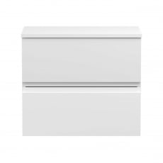 Hudson Reed Urban Wall Hung 2-Drawer Vanity Unit with Worktop 600mm Wide - Satin White