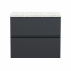 Hudson Reed Urban Wall Hung 2-Drawer Vanity Unit with Sparkling White Worktop 600mm Wide - Satin Anthracite