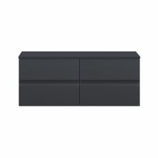 Hudson Reed Urban Wall Hung 4-Drawer Vanity Unit with Worktop 1200mm Wide - Satin Anthracite