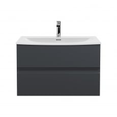 Hudson Reed Urban Wall Hung 2-Drawer Vanity Unit with Basin 4 Satin Anthracite - 800mm Wide