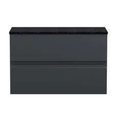 Hudson Reed Urban Wall Hung 2-Drawer Vanity Unit with Sparkling Black Worktop 800mm Wide - Satin Anthracite