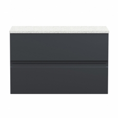 Hudson Reed Urban Wall Hung 2-Drawer Vanity Unit with Sparkling White Worktop 800mm Wide - Satin Anthracite