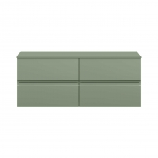 Hudson Reed Urban Wall Hung 4-Drawer Vanity Unit with Worktop 1200mm Wide - Satin Green