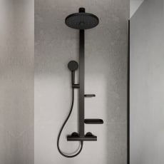 Ideal Standard Ceratherm ALU+ Thermostatic Bar Shower Mixer with Shower Kit + Fixed Head - Silk Black