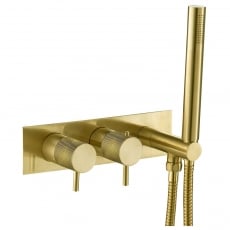 JTP Vos Thermostatic Concealed 2 Outlets Shower Valve with Attached Handset - Brushed Brass