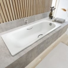 Kaldewei Eurowa Single Ended Rectangular Steel Enamel Bath with Twin Grips