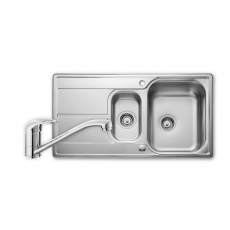 Leisure Aria 1.5 Bowl Stainless Steel Kitchen Sink with Aquamono 35 Tap & Waste Kit 950mm L x 508mm W - Satin