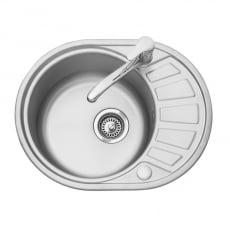 Leisure Compact Round 1.0 Bowl Stainless Steel Kitchen Sink with Waste Kit 580mm L x 450mm W - Satin