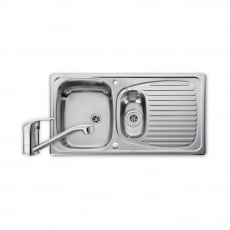 Leisure Euroline 1.5 Bowl Stainless Steel Kitchen Sink with Aquamono 40 Tap & Waste Kit 950mm L x 508mm W - Polished