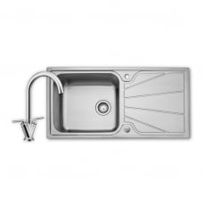 Leisure Nimbus 1.0 Bowl Stainless Steel Kitchen Sink with Aquatwin Tap & Waste Kit 1000mm L x 500mm W - Polished