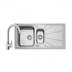 Leisure Nimbus 1.5 Bowl Stainless Steel Kitchen Sink with Aquaswan Single Tap & Waste Kit 1000mm L x 500mm W - Polished