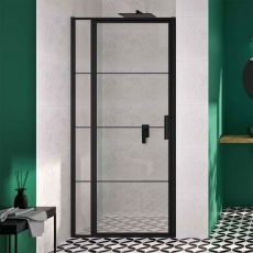 Merlyn Ionic Essence Framed Square Black Inline Hinged Shower Door