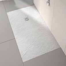 Merlyn TrueStone White Slate Effect Rectangular Shower Tray 1400mm x 800mm (inc Waste)