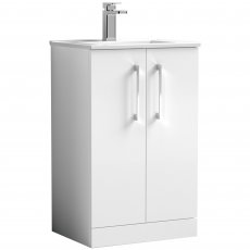 Nuie Arno Floor Standing 2-Door Vanity Unit with Basin-2 500mm Wide - Gloss White