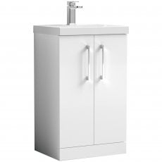 Nuie Arno Floor Standing 2-Door Vanity Unit with Basin-3 500mm Wide - Gloss White