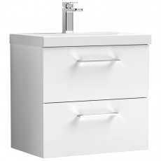 Nuie Arno Wall Hung 2-Drawer Vanity Unit with Basin-2 600mm Wide - Gloss White