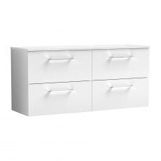 Nuie Arno Wall Hung 4-Drawer Vanity Unit with Worktop 1200mm Wide - Gloss White