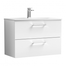 Nuie Arno Wall Hung 2-Drawer Vanity Unit with Basin-4 800mm Wide - Gloss White