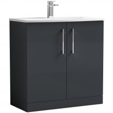 Nuie Arno Floor Standing 2-Door Vanity Unit with Basin-4 800mm Wide - Satin Anthracite