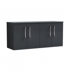 Nuie Arno Wall Hung 4-Door Vanity Unit with Worktop 1200mm Wide - Satin Anthracite