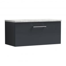 Nuie Arno Wall Hung 1-Drawer Vanity Unit with Bellato Grey Worktop 800mm Wide - Satin Anthracite