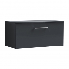 Nuie Arno Wall Hung 1-Drawer Vanity Unit with Worktop 800mm Wide - Satin Anthracite