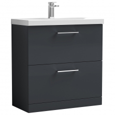 Nuie Arno Floor Standing 2-Drawer Vanity Unit with Basin-1 800mm Wide - Satin Anthracite