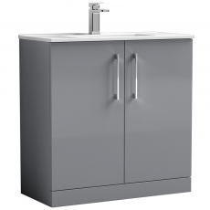 Nuie Arno Floor Standing 2-Door Vanity Unit with Basin-2 800mm Wide - Satin Grey