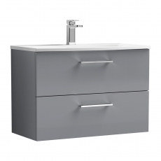 Nuie Arno Wall Hung 2-Drawer Vanity Unit with Basin-4 800mm Wide - Satin Grey