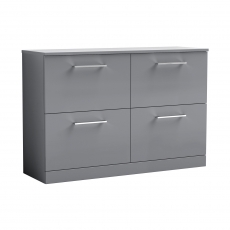 Nuie Arno Floor Standing 4-Drawer Vanity Unit with Worktop 1200mm Wide - Satin Grey