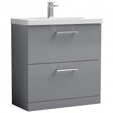 Nuie Arno Floor Standing 2-Drawer Vanity Unit with Basin-1 800mm Wide - Satin Grey