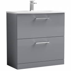 Nuie Arno Floor Standing 2-Drawer Vanity Unit with Basin-4 800mm Wide - Satin Grey