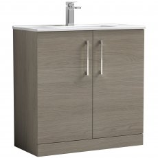 Nuie Arno Floor Standing 2-Door Vanity Unit with Basin-2 800mm Wide - Solace Oak Woodgrain