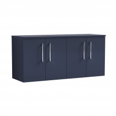 Nuie Arno Wall Hung 4-Door Vanity Unit with Worktop 1200mm Wide - Midnight Blue