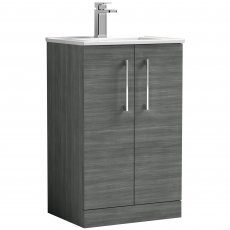 Nuie Arno Floor Standing 2-Door Vanity Unit with Basin-2 500mm Wide - Anthracite Woodgrain