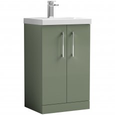 Nuie Arno Floor Standing 2-Door Vanity Unit with Basin-3 500mm Wide - Satin Green