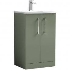 Nuie Arno Floor Standing 2-Door Vanity Unit with Basin-4 500mm Wide - Satin Green