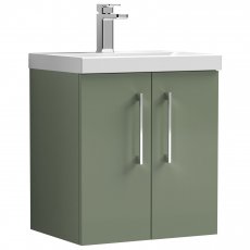 Nuie Arno Wall Hung 2-Door Vanity Unit with Basin-3 500mm Wide - Satin Green