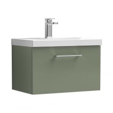 Nuie Arno Wall Hung 1-Drawer Vanity Unit with Basin-3 600mm Wide - Satin Green