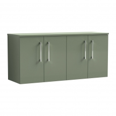 Nuie Arno Wall Hung 4-Door Vanity Unit with Worktop 1200mm Wide - Satin Green