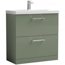 Nuie Arno Floor Standing 2-Drawer Vanity Unit with Basin-1 800mm Wide - Satin Green