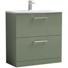 Nuie Arno Floor Standing 2-Drawer Vanity Unit with Basin-4 800mm Wide - Satin Green