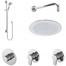 Nuie Arvan Thermostatic Concealed Mixer Shower with Shower Kit + Fixed Head Stop Tap and Diverter