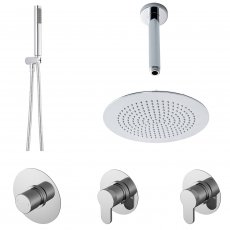 Nuie Arvan Thermostatic Concealed Mixer Shower with Shower Handset + Fixed Head and Stop Taps