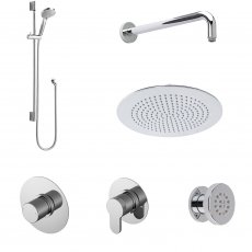 Nuie Arvan Thermostatic Concealed Mixer Shower with Shower Kit + Fixed Head Stop Tap and Body Jet