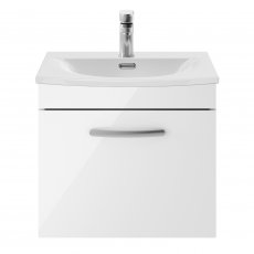 Nuie Athena Wall Hung 1-Drawer Vanity Unit with Basin-4 500mm Wide - Gloss White